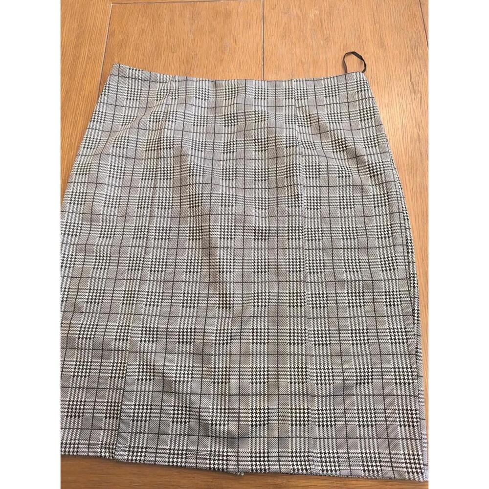 Kate Kasin Womens Knee Length Elastic Waist Stretchy Bodycon Plaid Grey XXL